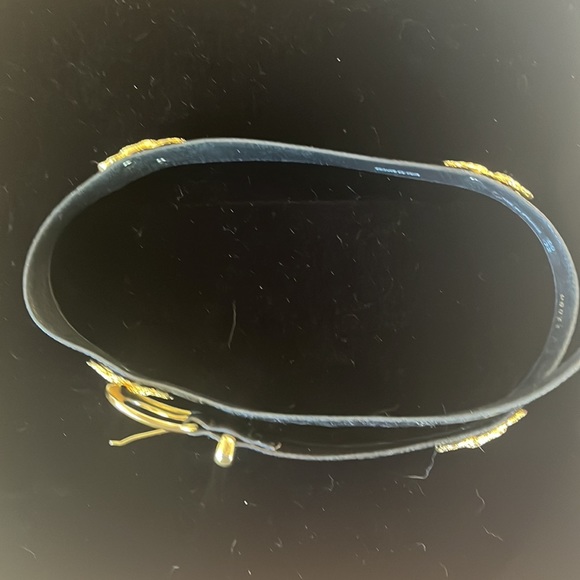 Made France Croute de Cuir Ostrich print interlocking metal gold circle design - Picture 4 of 10